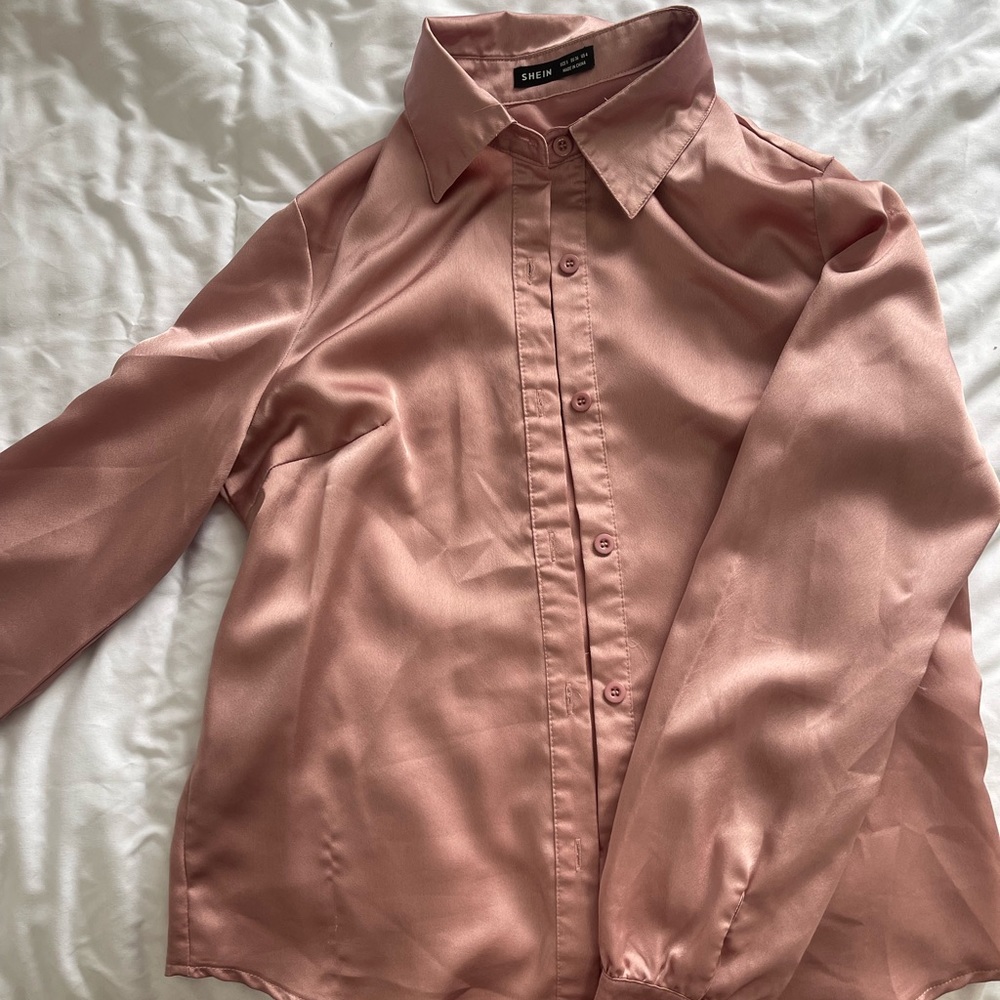 Pink Satin Blouse. Size Small.